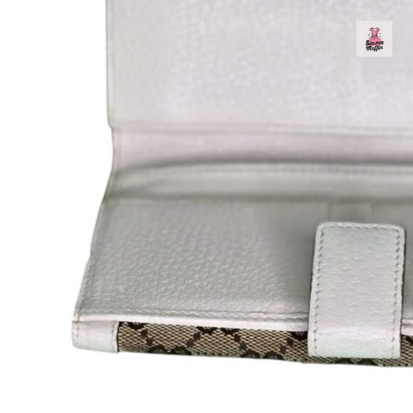 Gucci GG Canvas Continental Wallet with White Leather Trim - Picture 6 of 7